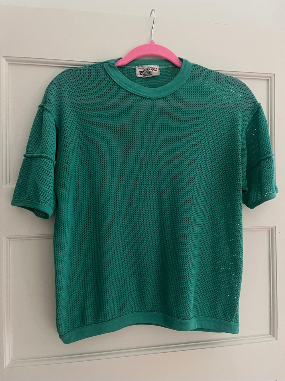 Vintage “independently basic” Short Sleeve Mesh Tee in Teal Green
